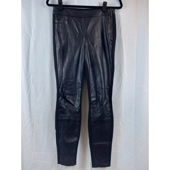 White House Black Market Skinny Leg Faux Leather Front Women's Size 2R Jeggings - Picture 2 of 12